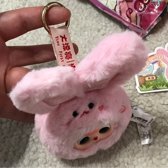 Baby Three Tiny Animal Plush Pendant Blind Box Toy Mochi Pink Bunny - Picture 10 of 16